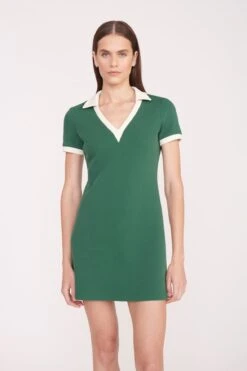 VOLLEY DRESS | COURT GREEN IVORY -MAUMAU Clothing Shop Volley Dress Green Ivory 036 01999 web